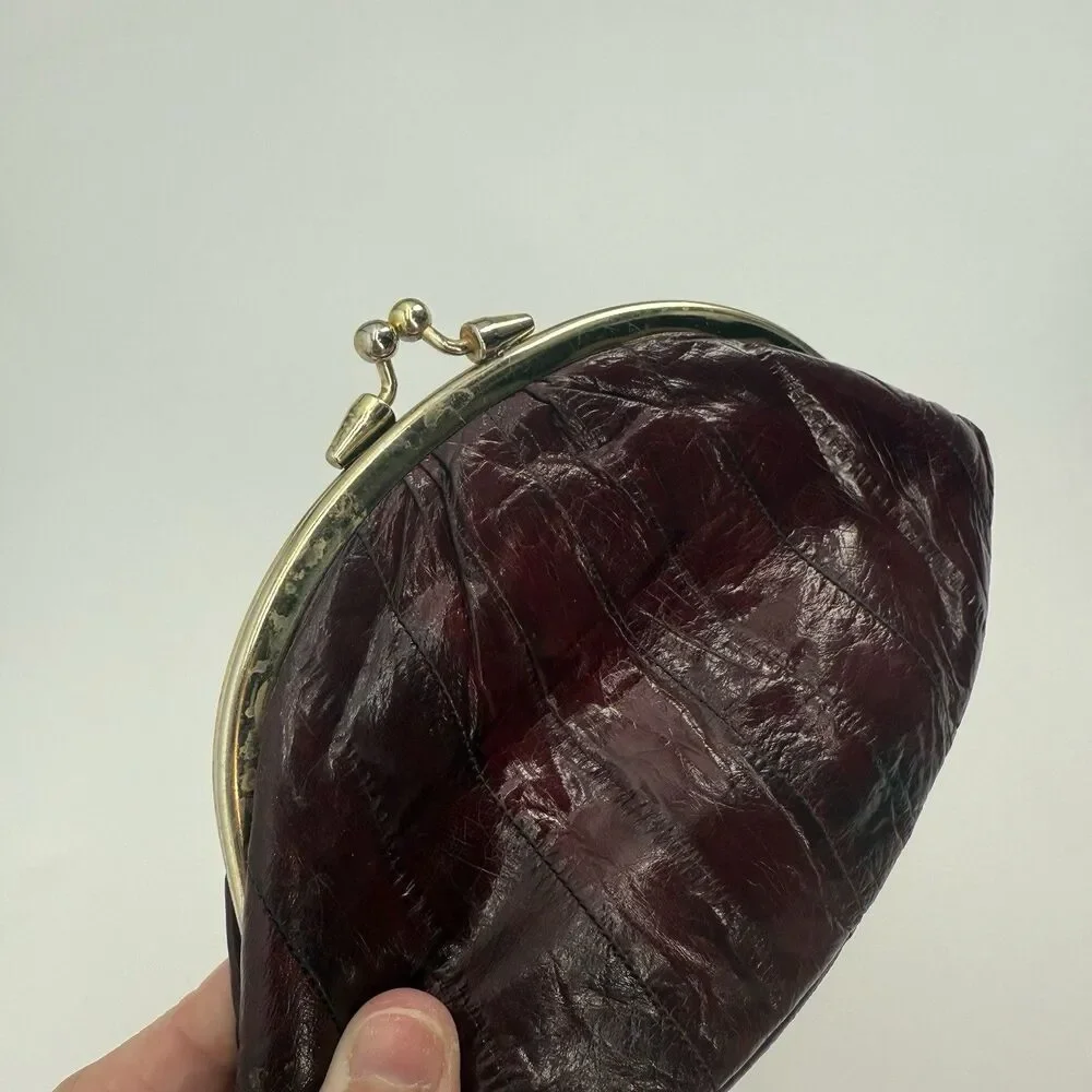 Lee Sands Eeelskin Deep Red Coin Pouch Travel
